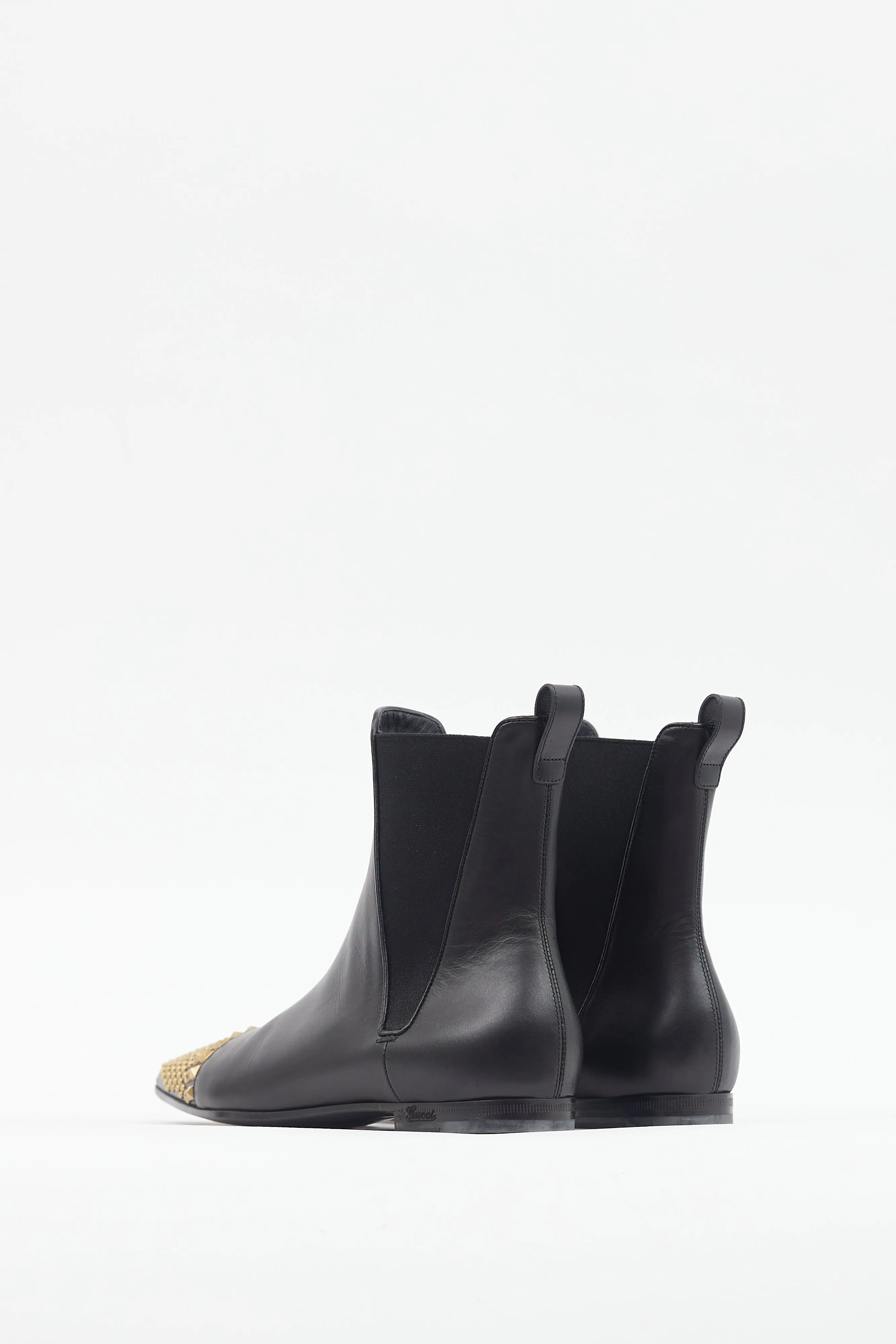 Black & Gold Studded Toe Boot