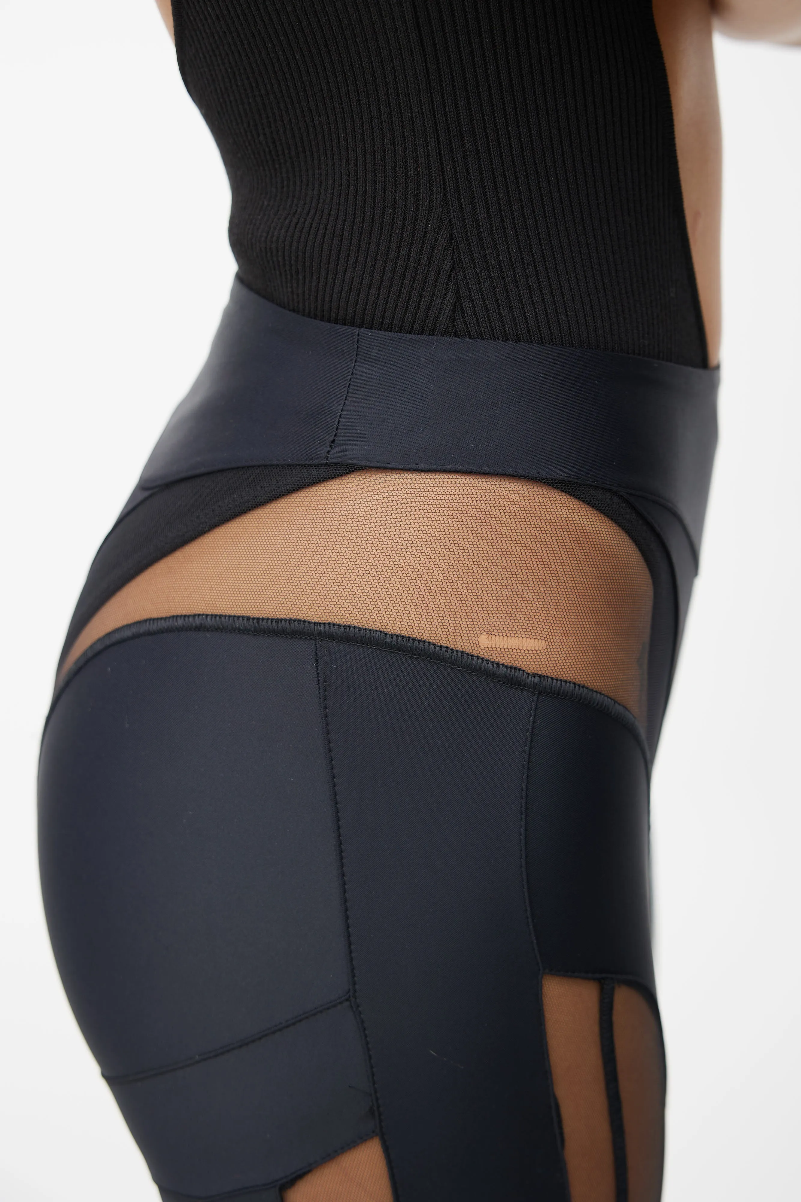 Black Spiral Mesh Legging