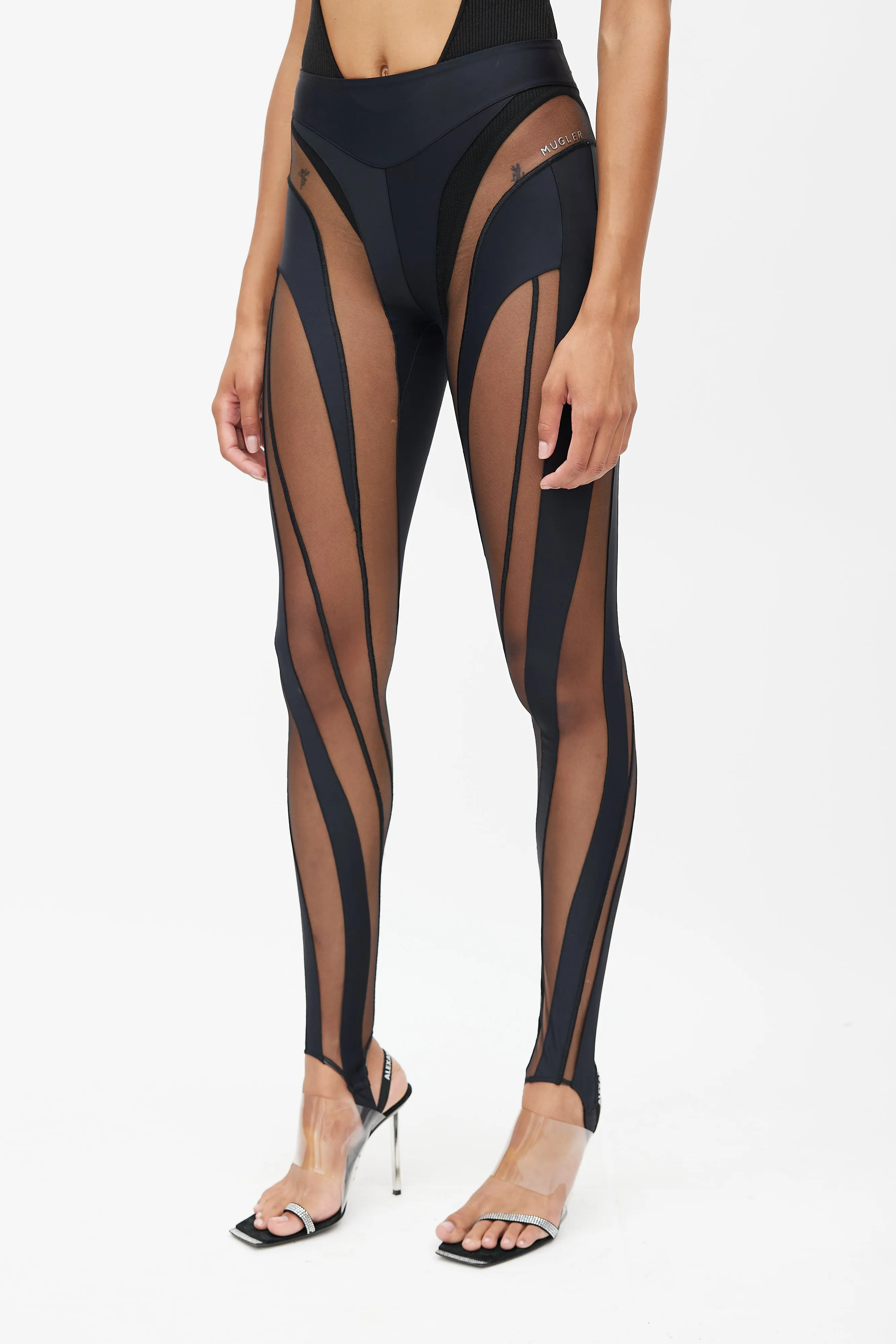 Black Spiral Mesh Legging