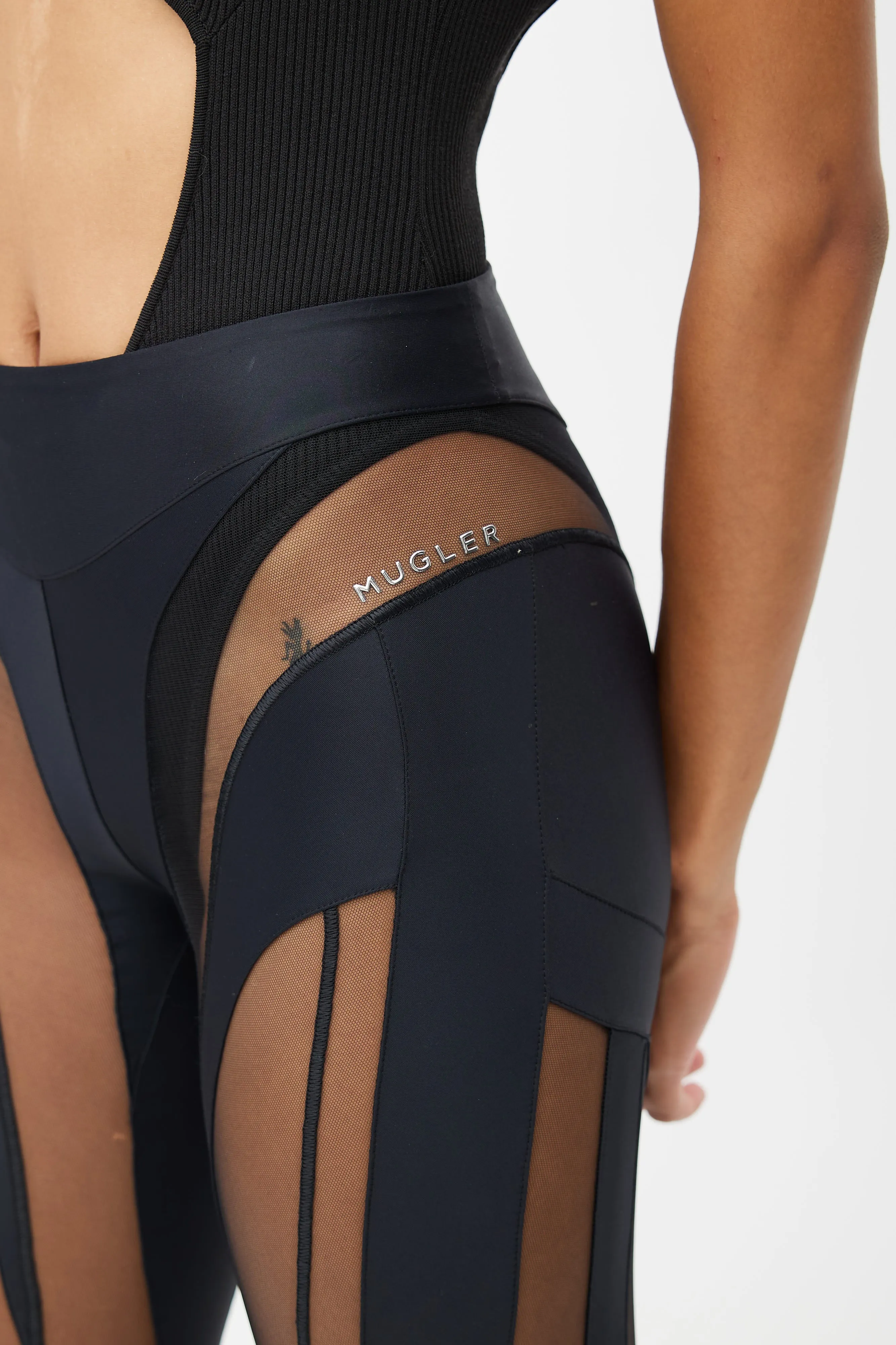 Black Spiral Mesh Legging
