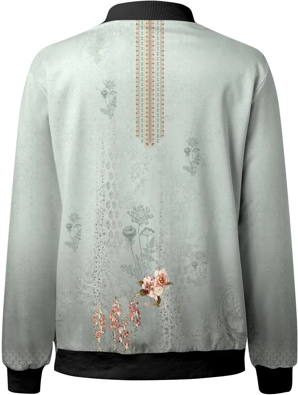 Bomber Jackets for Women 2024 Lightweight Casual Zip Up Stand Collar Coats Jacket Floral Graphic Outwear Fall Outfits