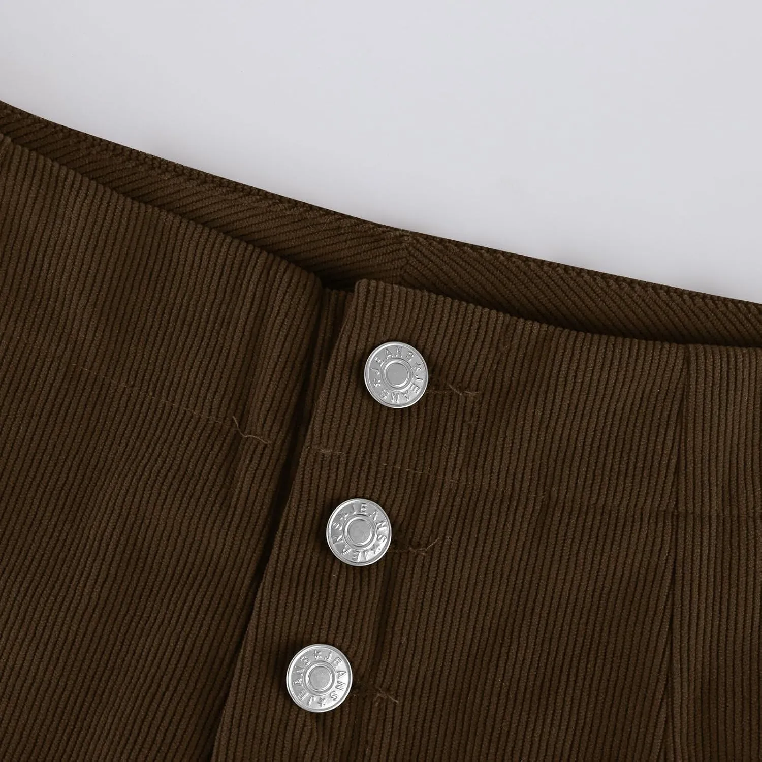 Corduroy Pants Women Button Barrel Low Rise Pants Cropped Casual Pants Wide Leg Snkle Pants Stretchy Trouser with Pocket