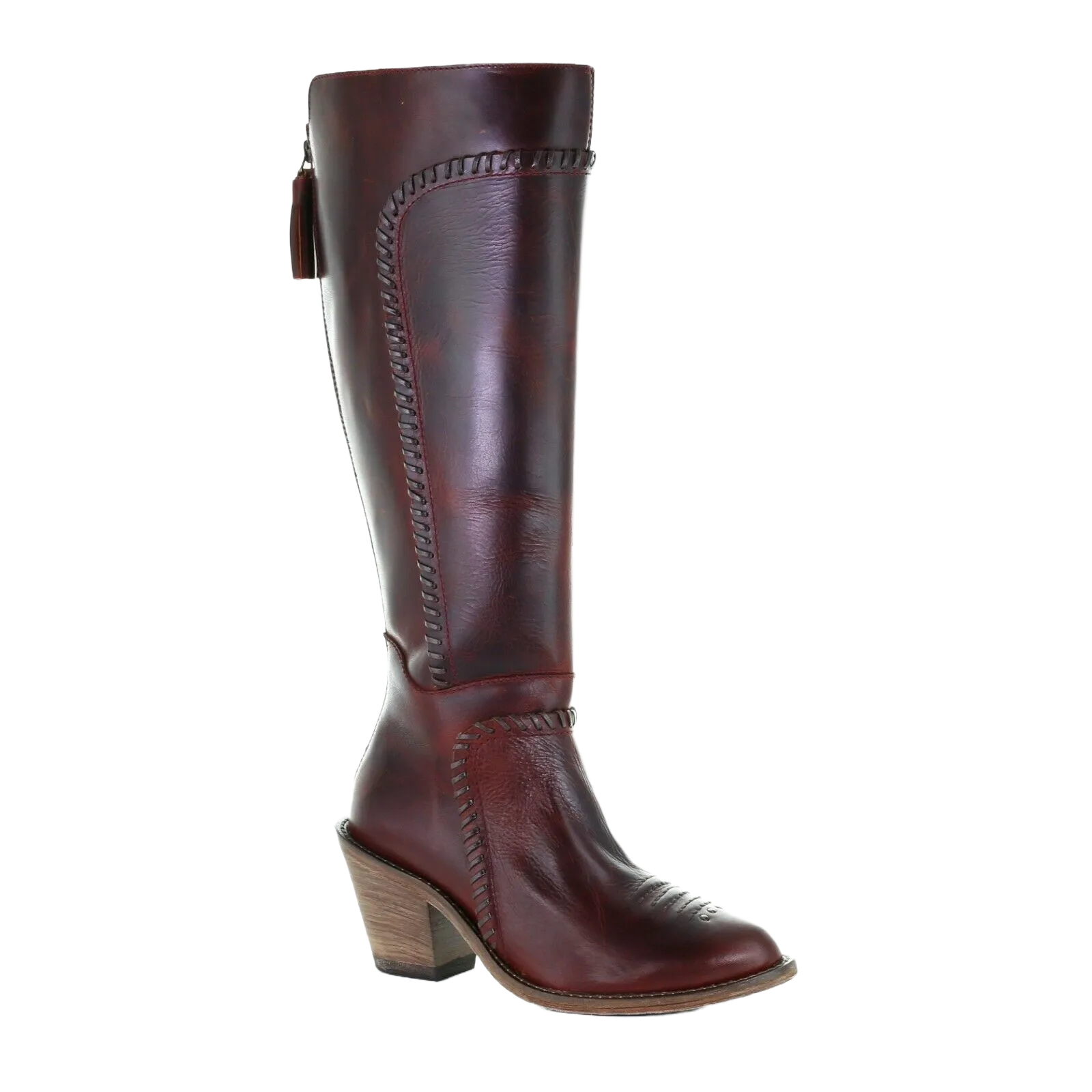 Corral Ladies Burgundy Woven & Zippered Leather Tall Top Boots F1198