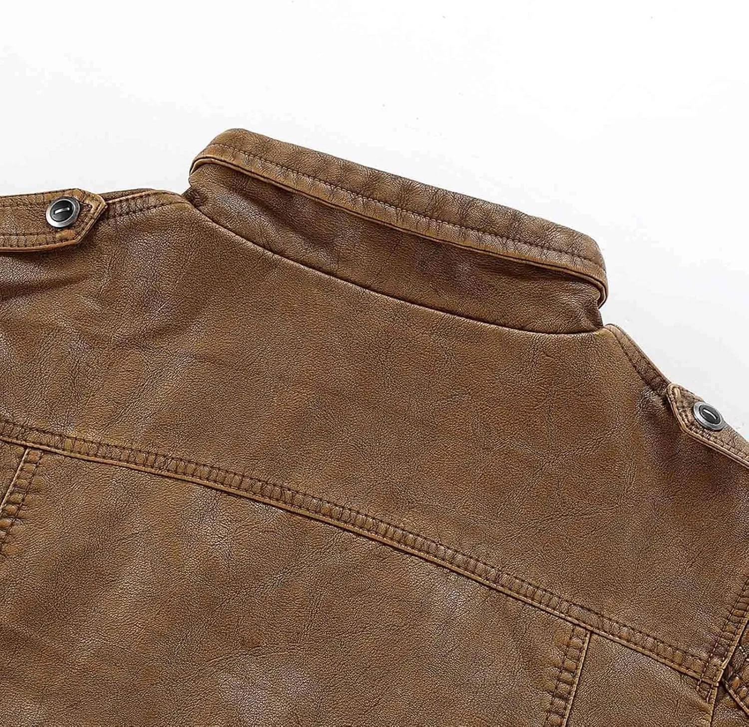 Dgoopd Men Leather Jacket Stand Collar Moto Jacket Vintage Motorcycle Jacket Zip up Faux Leather Jacket Casual Biker Jacket
