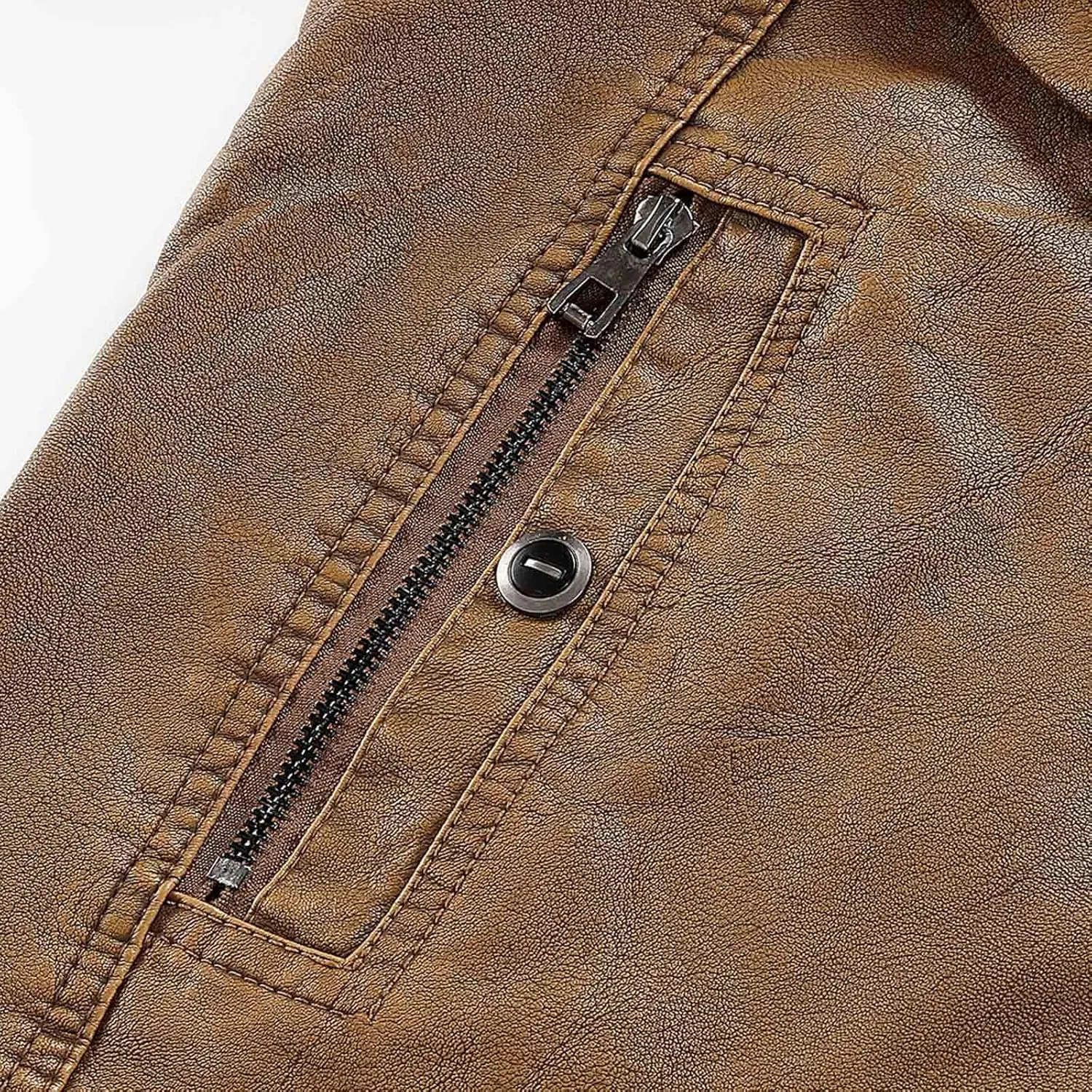 Dgoopd Men Leather Jacket Stand Collar Moto Jacket Vintage Motorcycle Jacket Zip up Faux Leather Jacket Casual Biker Jacket