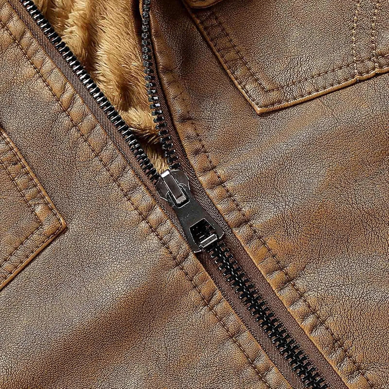 Dgoopd Men Leather Jacket Stand Collar Moto Jacket Vintage Motorcycle Jacket Zip up Faux Leather Jacket Casual Biker Jacket