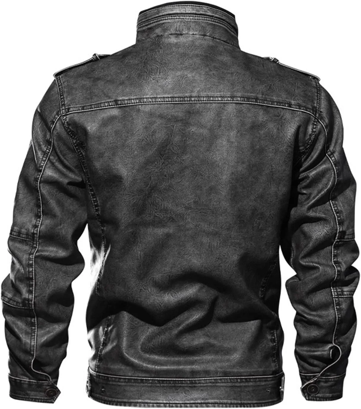Dgoopd Mens Leather Jacket Stand Collar Moto Jacket Zip up Faux Leather Jacket Vintage Motorcycle Jacket Casual Biker Jacket