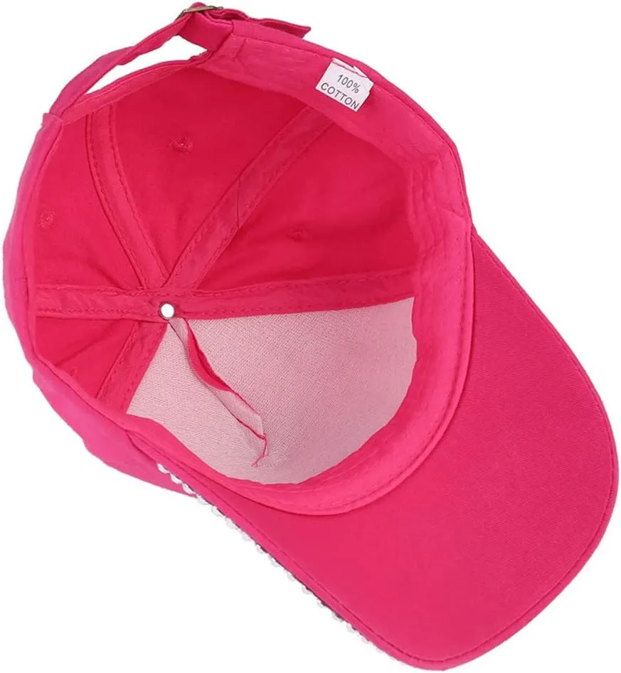 ECYC Ltd Baseball Cap Adjustable Bling Paw Shaped Rhinestone Crystal Baseball Hat Cotton Breathable Hat for Women Men