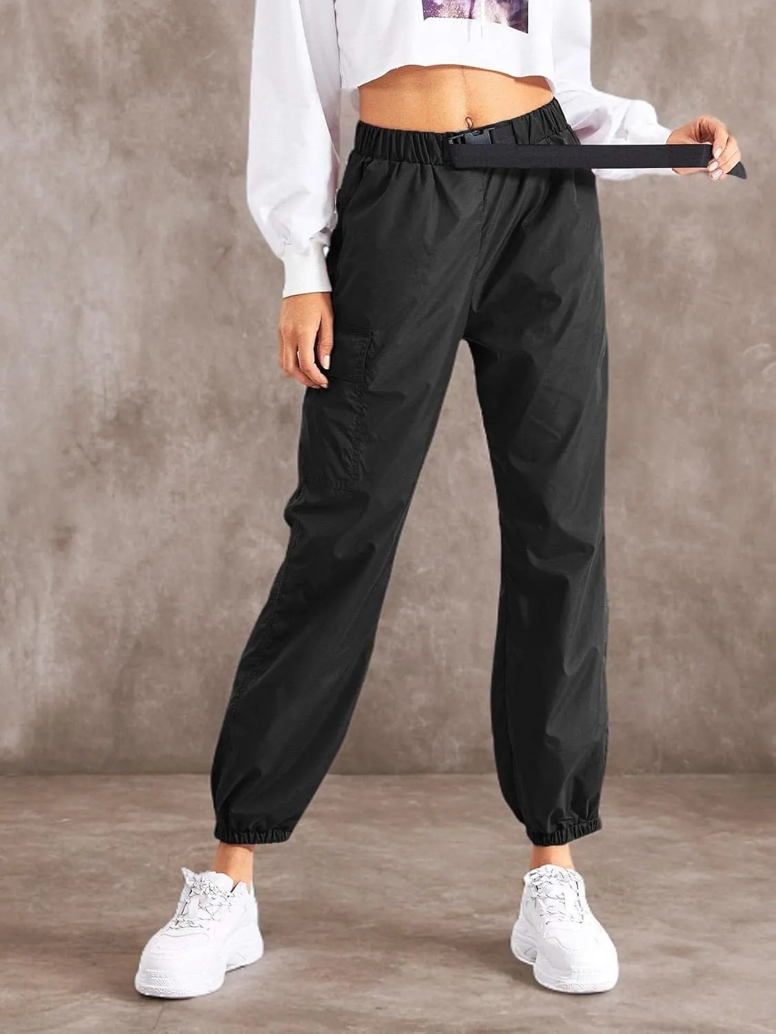 Floerns Women's Drawstring Pockets Casual Neon Joggers Baggy Cargo Pants