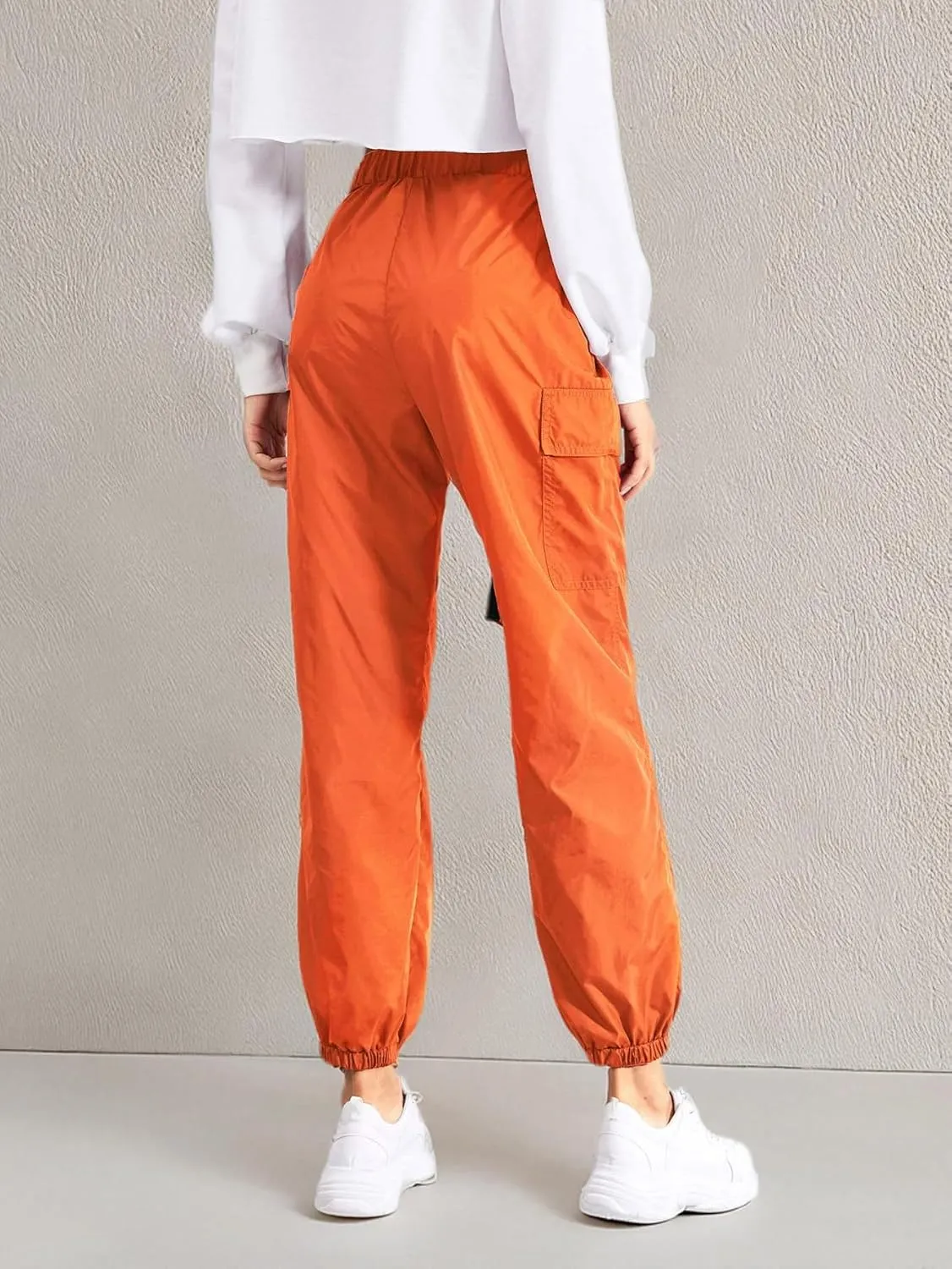 Floerns Women's Drawstring Pockets Casual Neon Joggers Baggy Cargo Pants