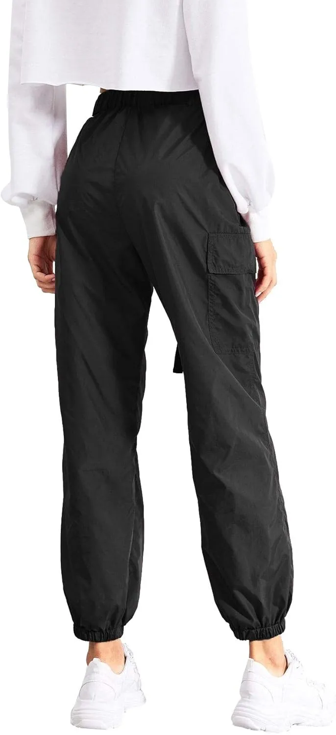 Floerns Women's Drawstring Pockets Casual Neon Joggers Baggy Cargo Pants
