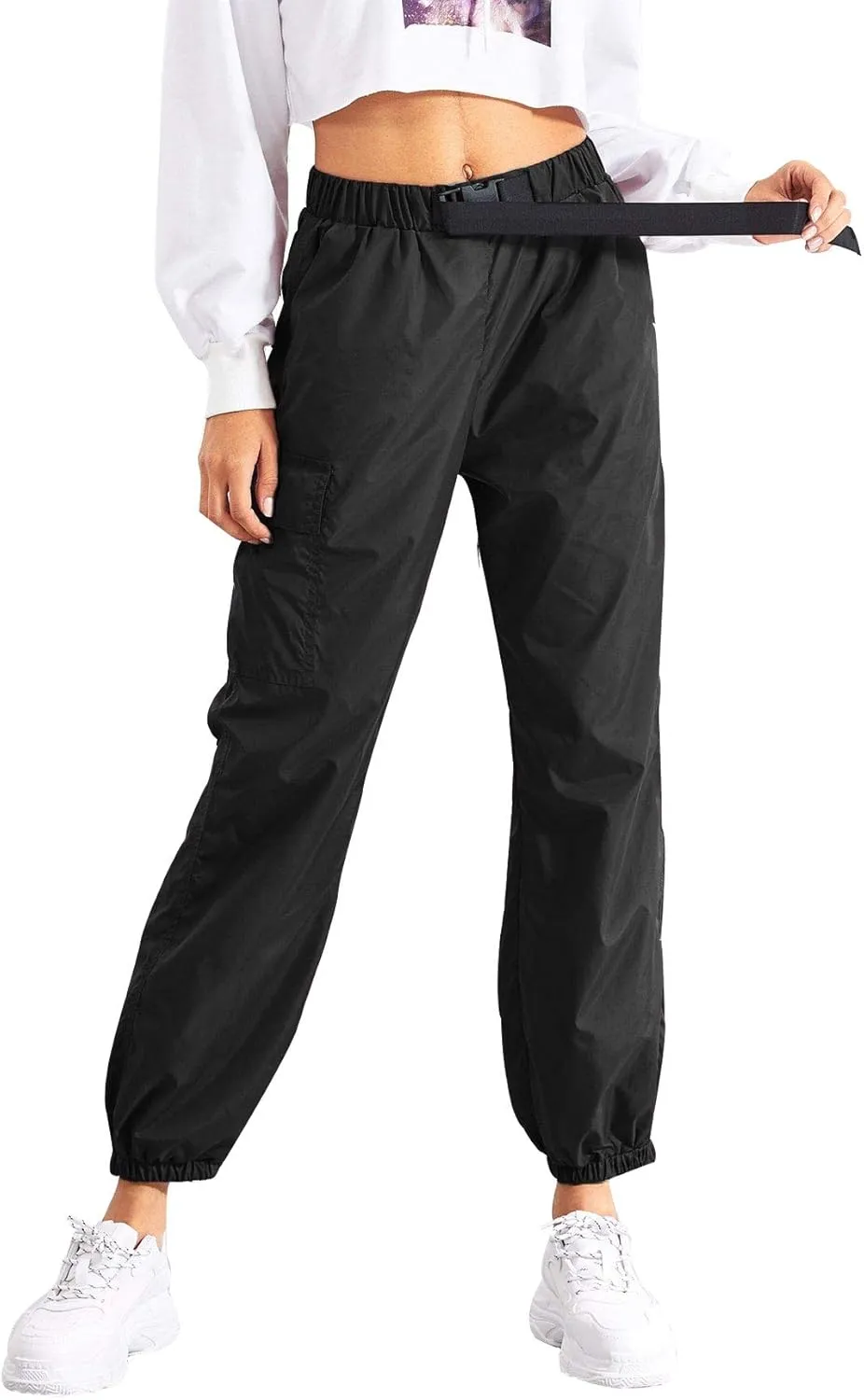 Floerns Women's Drawstring Pockets Casual Neon Joggers Baggy Cargo Pants