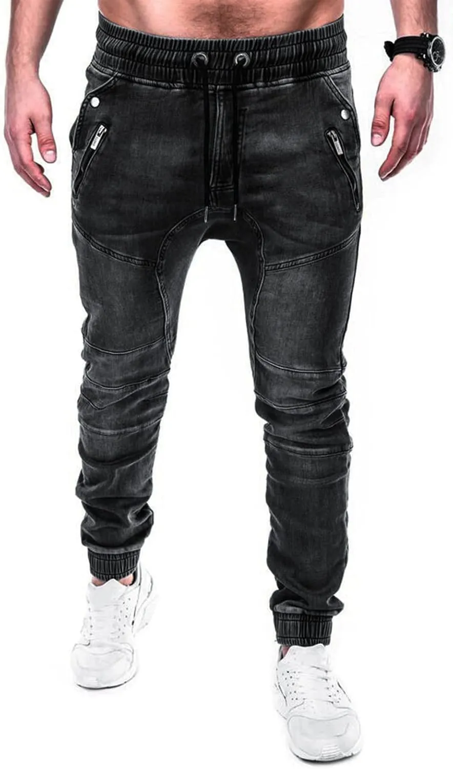 Jeans for Men Straight Fit Classic Comfort Flex Retro Jeans Pants Zipper Pockets Lightweight Denim Trousers