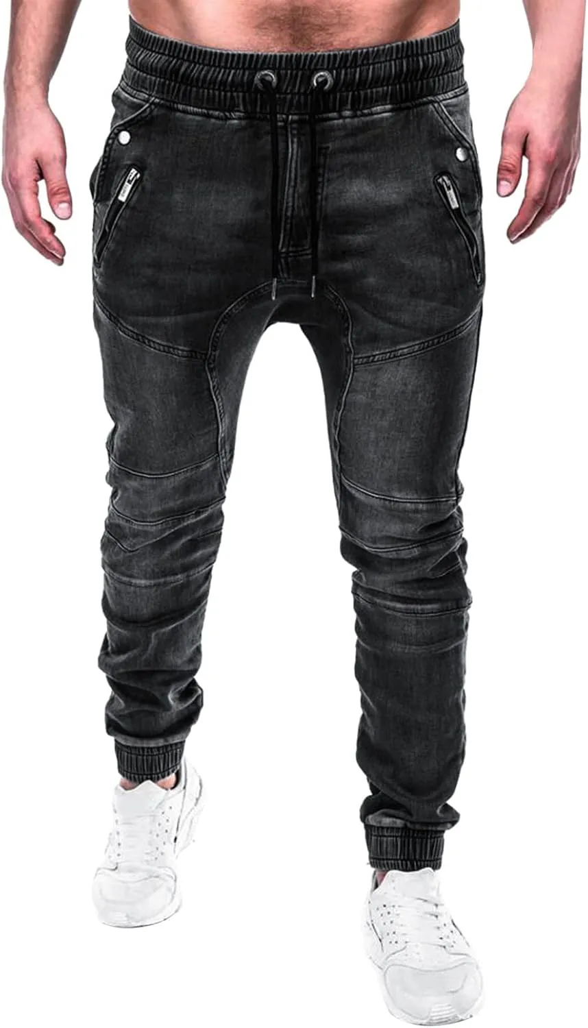 Jeans for Men Straight Fit Classic Comfort Flex Retro Jeans Pants Zipper Pockets Lightweight Denim Trousers