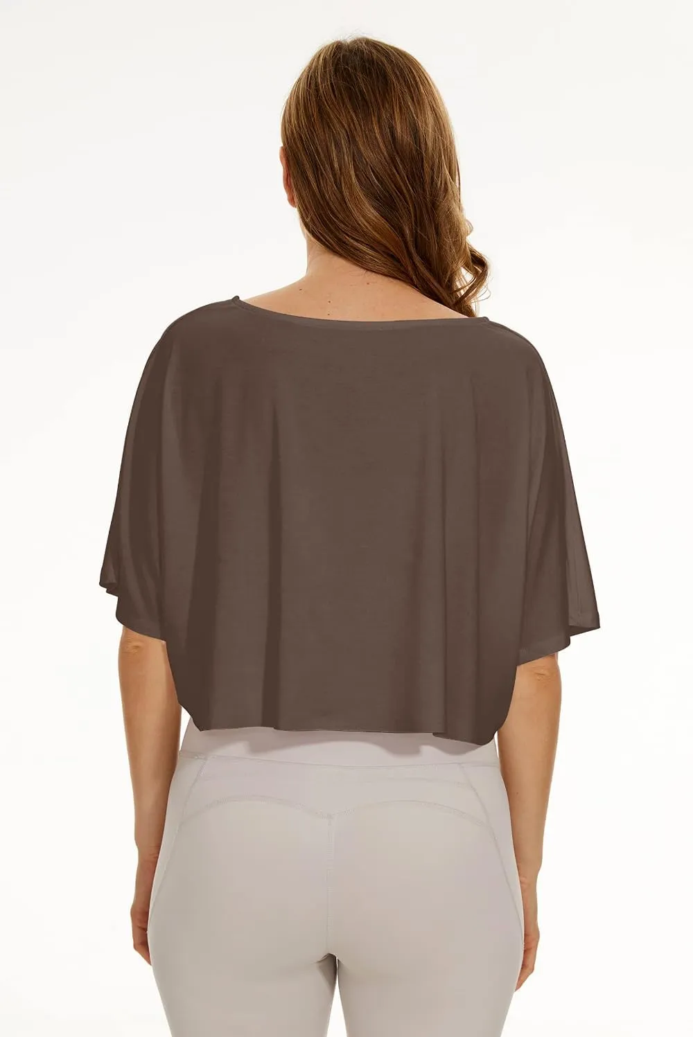 KAMISSY Women’s Casual Loose Half Sleeve Crop Tee Shirt Top Oversized Off Shoulder Yoga Running Stretchy Workout Crop T-Shirt