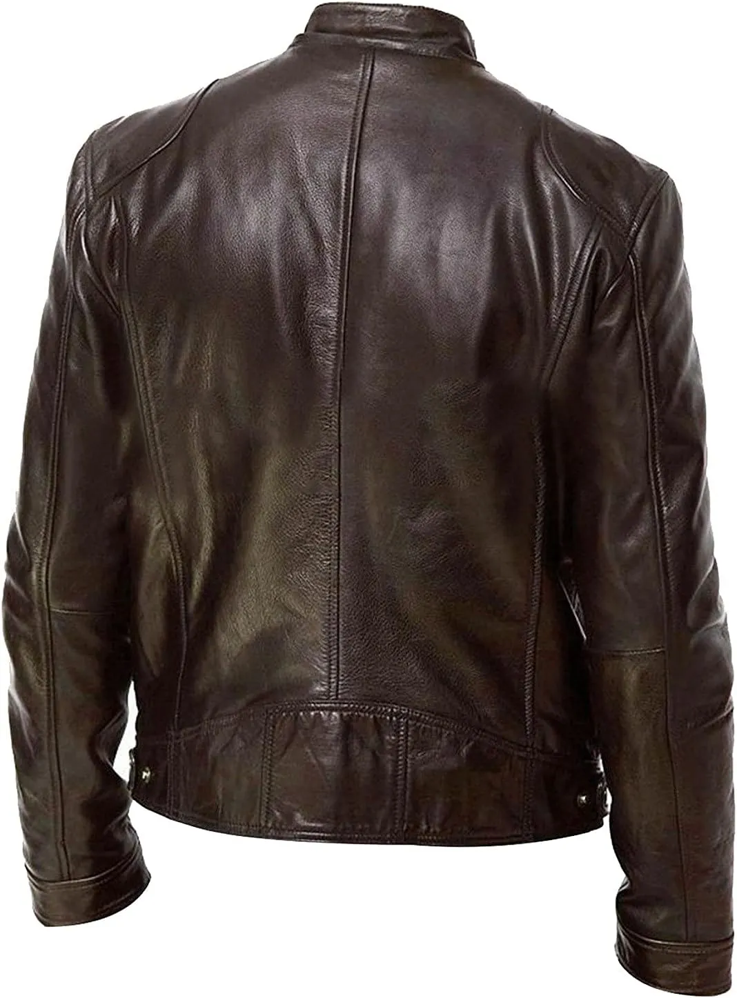 Leather Jacket Men Big And Tall Zip Up Stand Collar Jackets Cool Faux Leather Motocycle Coats Casual Stylish Outwear