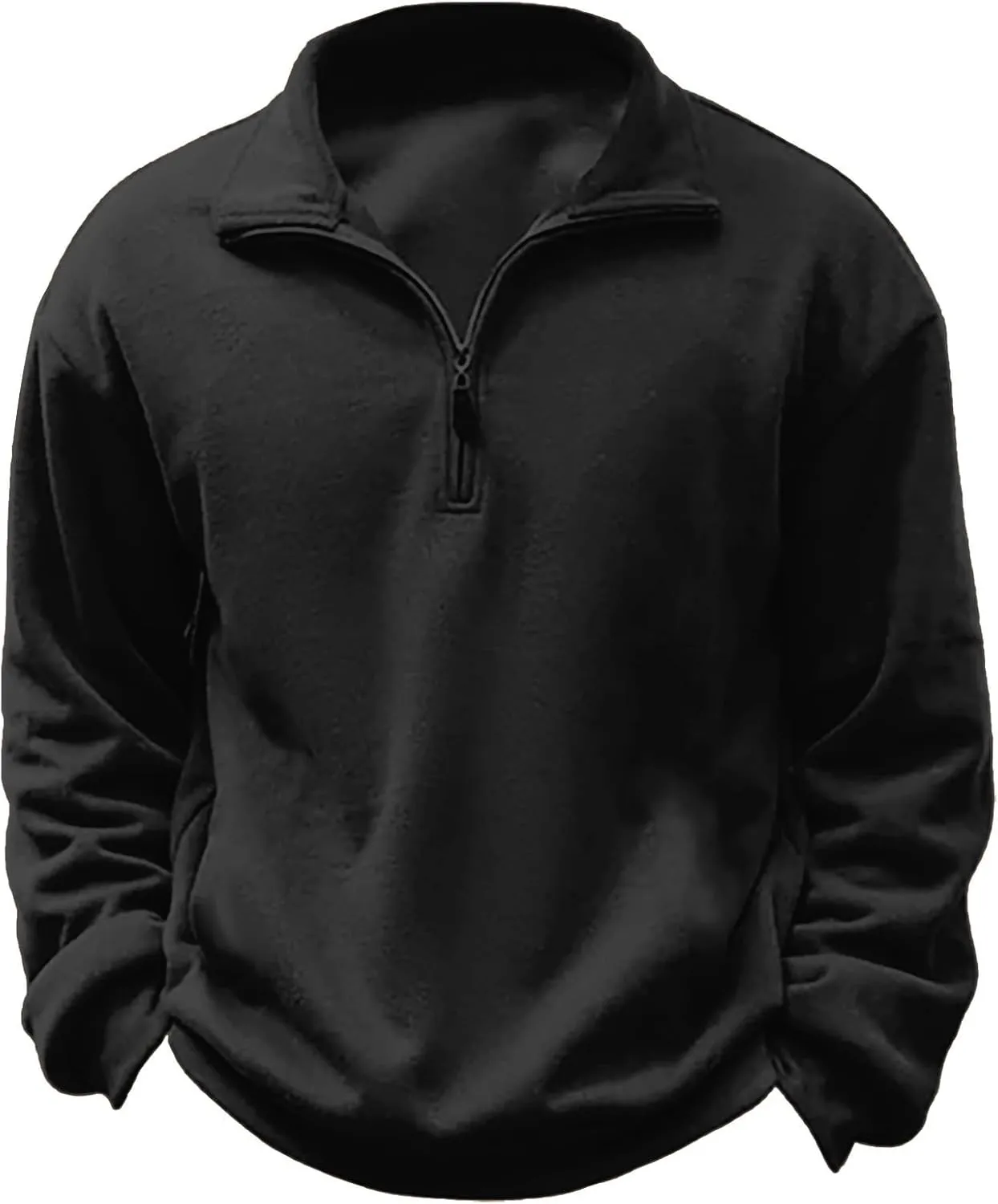 Mens Quarter Zip Up Pullover Solid Color Thermal Sweater Stand Collar Sweatshirts Premium Fleece Lined Long Sleeve