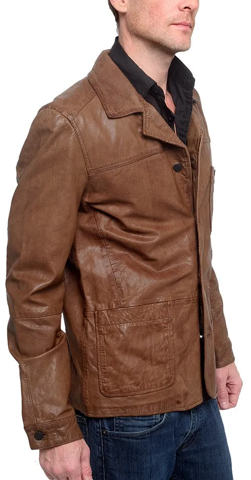 Men's RA-RE - "DAVIDE" Brown Lamb Leather Jacket