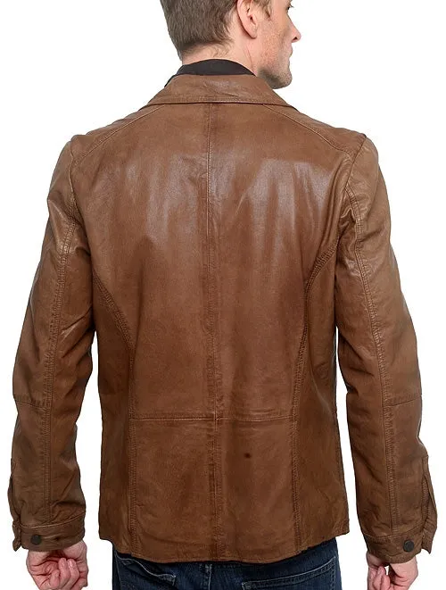 Men's RA-RE - "DAVIDE" Brown Lamb Leather Jacket