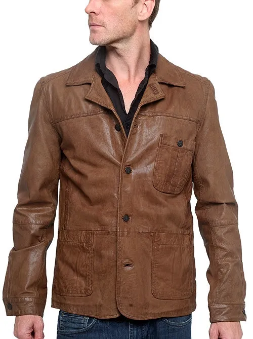 Men's RA-RE - "DAVIDE" Brown Lamb Leather Jacket