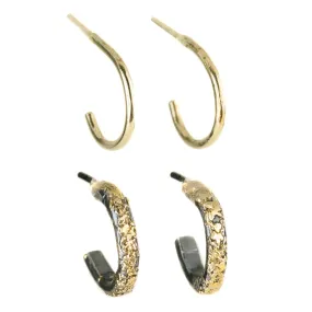 Miniest Hoop Earrings - 18k Gold, 22k Gold Dusted, Oxidized Silver