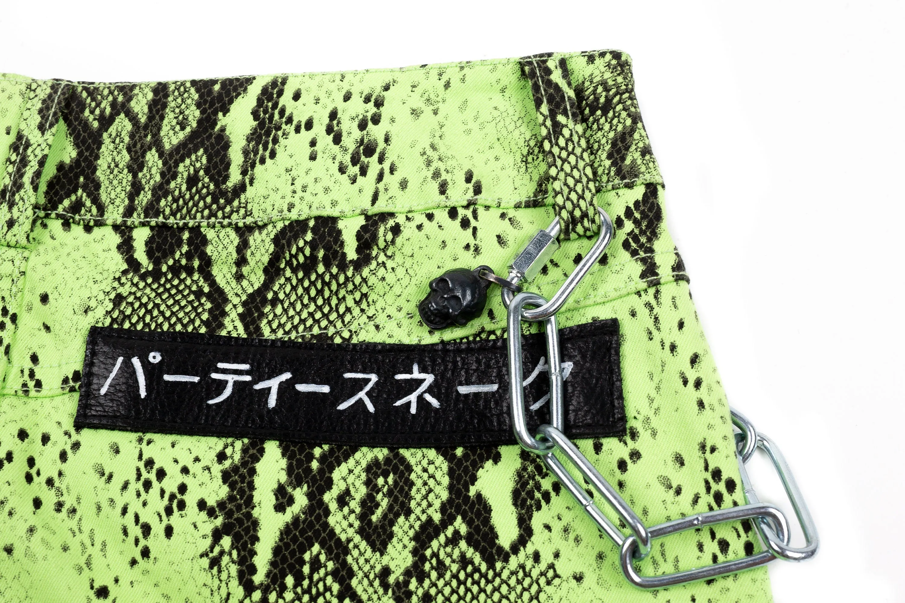 Neon Viper Skull Mini Skirt w/ Chain New