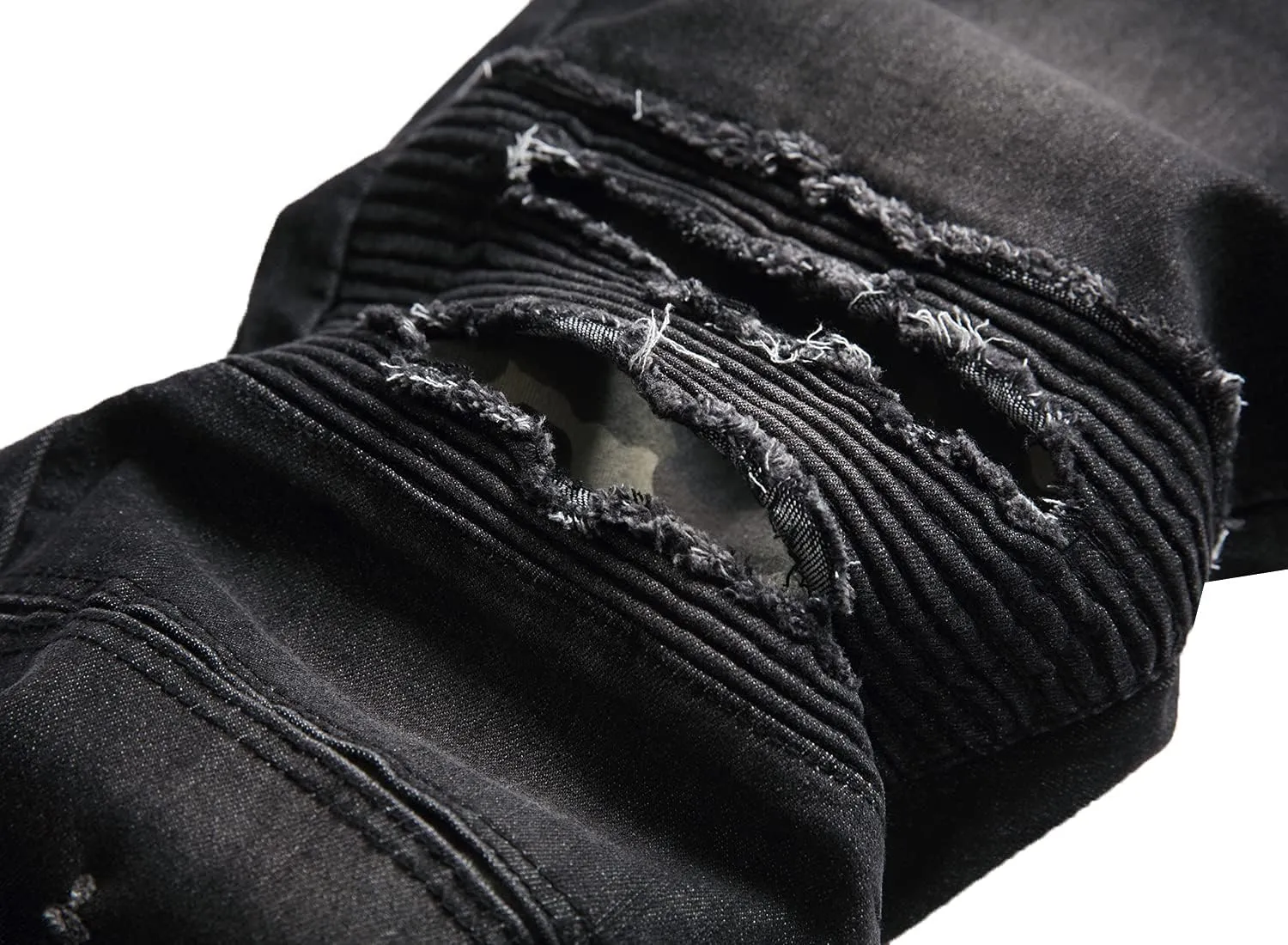 QIMYUM Men's Slim Fit Jeans Ripped Skinny Jeans for Men, Fashion Biker Jeans Stretch Moto Cargo Denim Pants