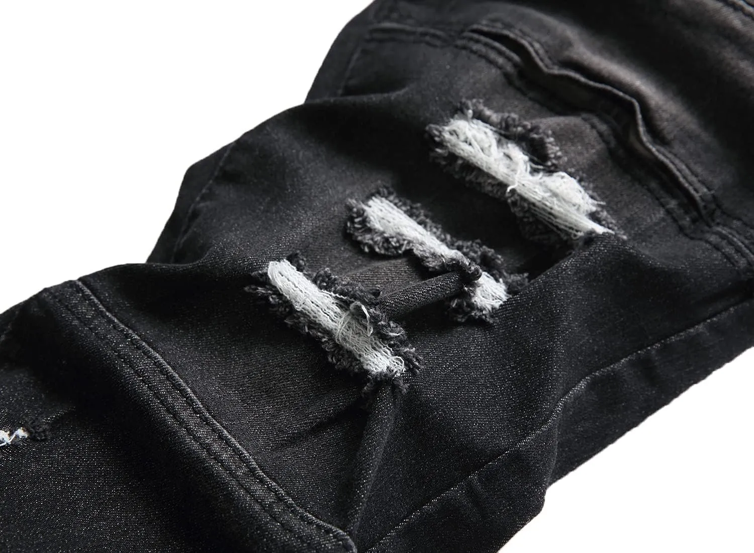 QIMYUM Men's Slim Fit Jeans Ripped Skinny Jeans for Men, Fashion Biker Jeans Stretch Moto Cargo Denim Pants