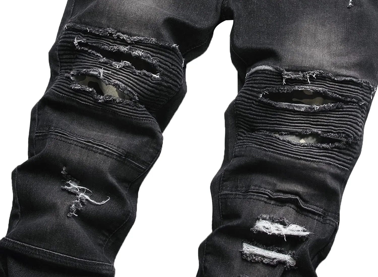 QIMYUM Men's Slim Fit Jeans Ripped Skinny Jeans for Men, Fashion Biker Jeans Stretch Moto Cargo Denim Pants