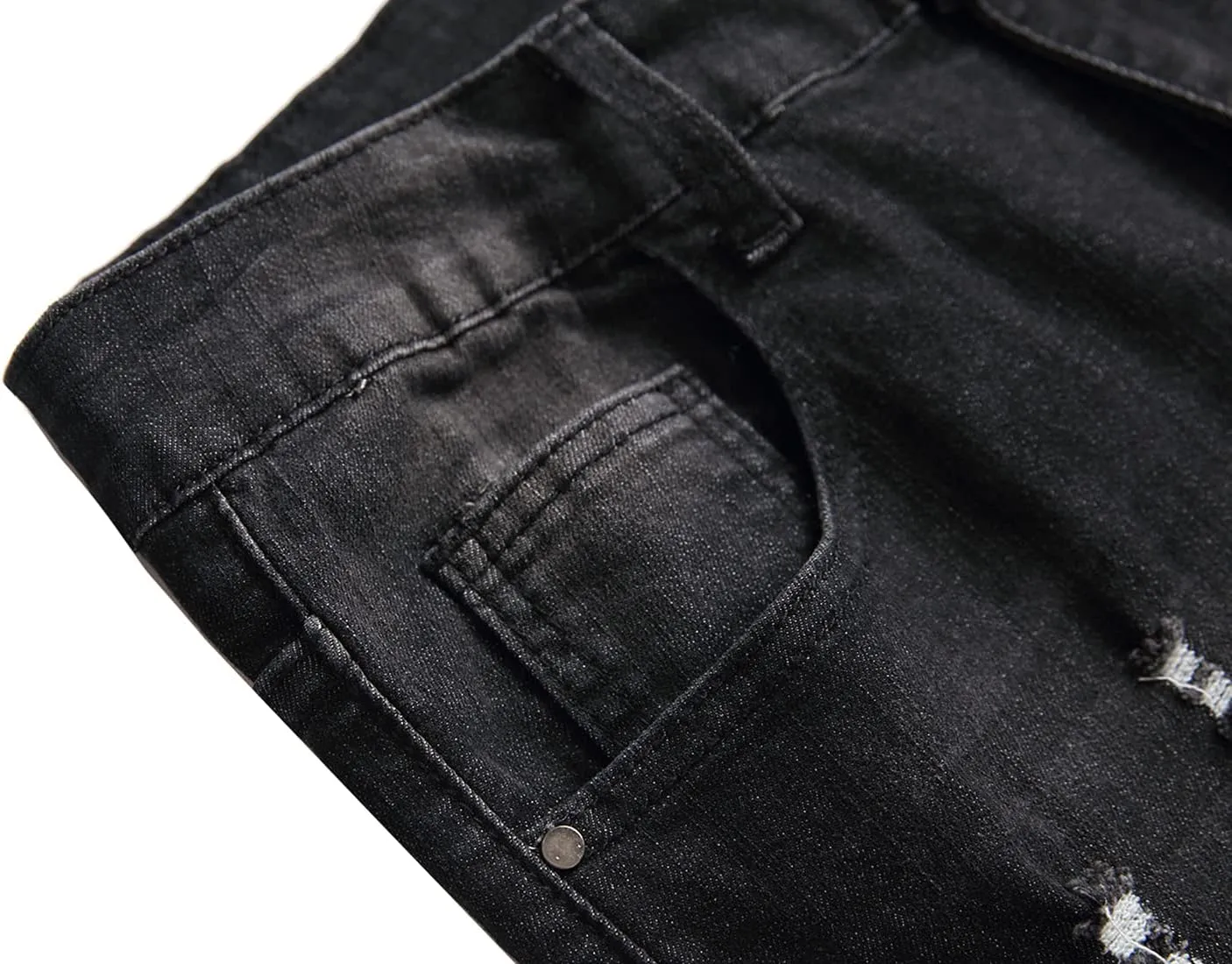 QIMYUM Men's Slim Fit Jeans Ripped Skinny Jeans for Men, Fashion Biker Jeans Stretch Moto Cargo Denim Pants