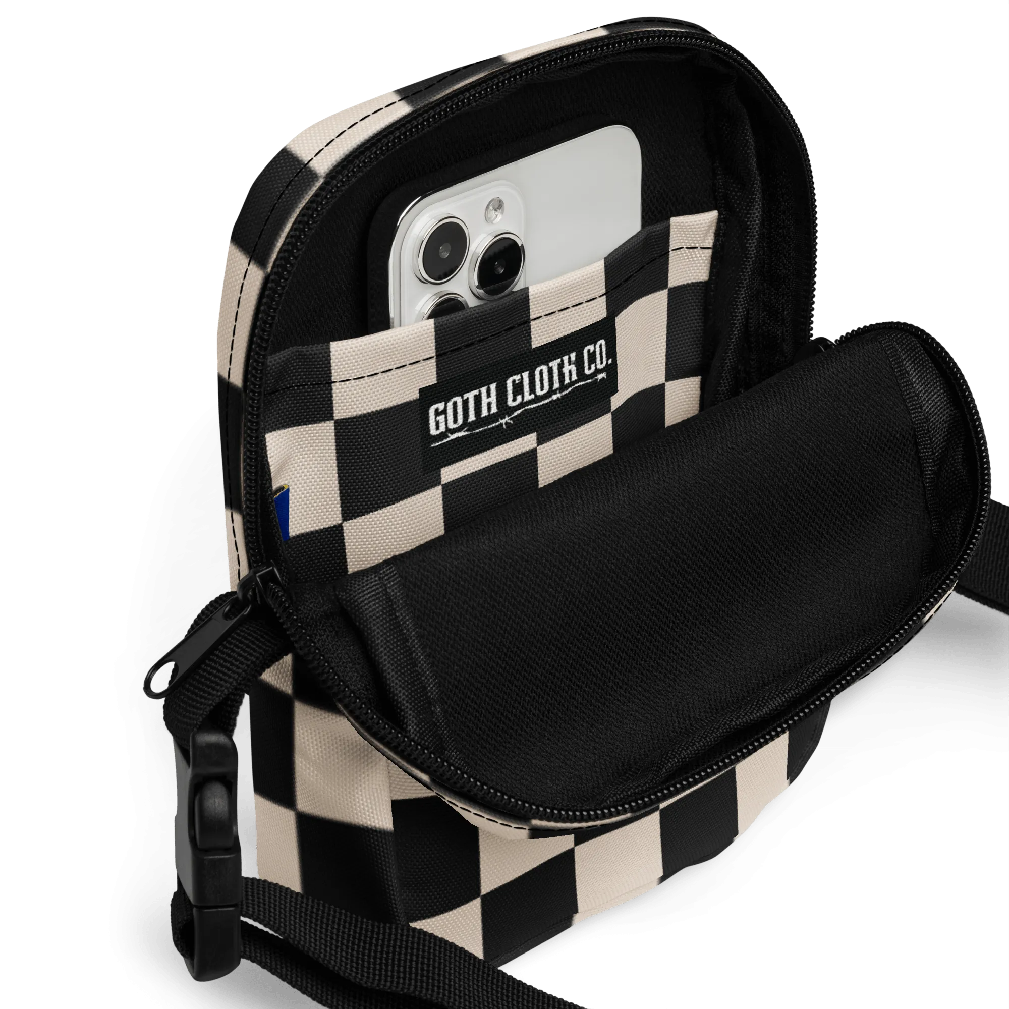 Retro Revival Checkerboard Crossbody Bag