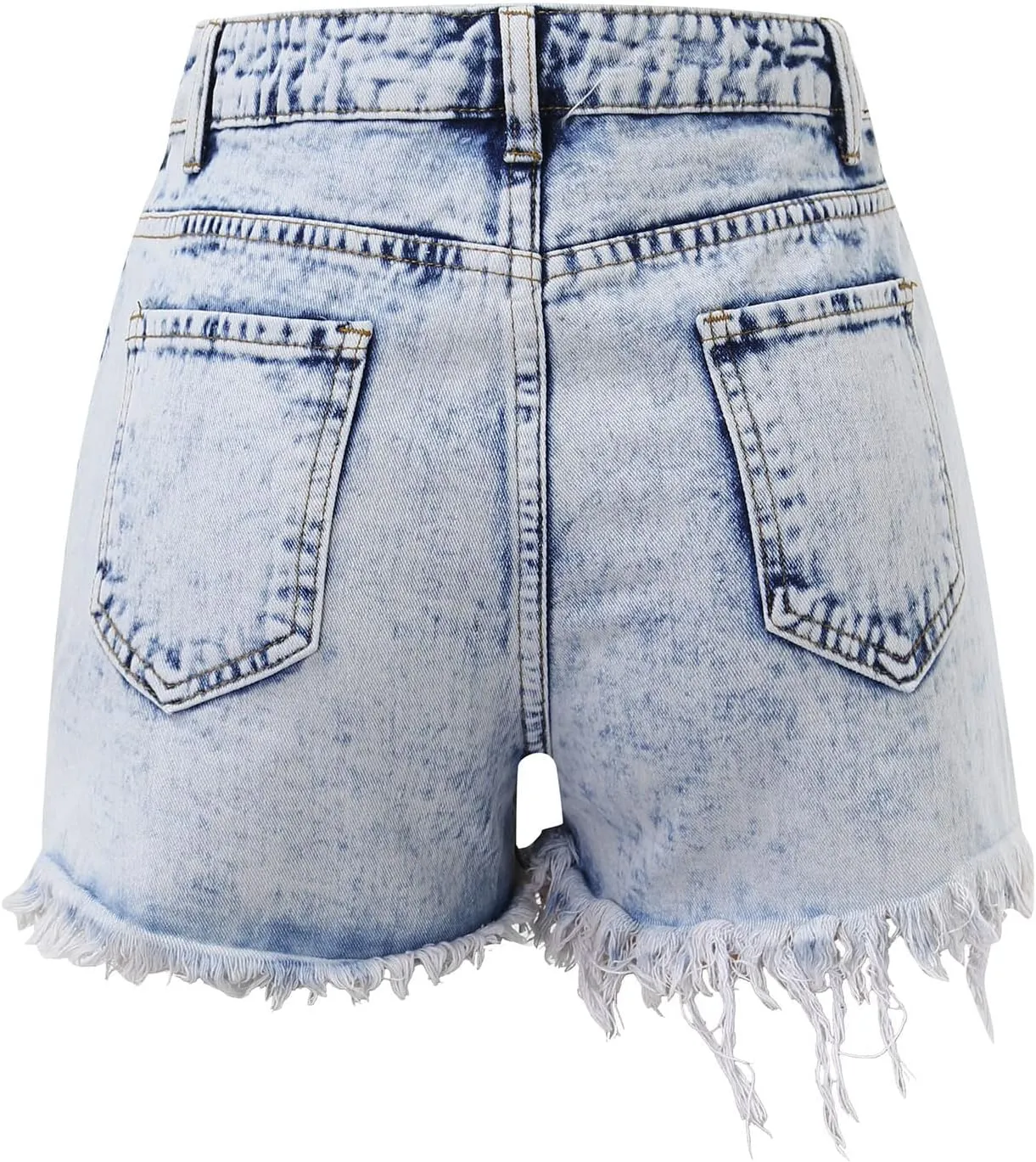 Shorts for Women Denim Mid Waist Ripped Stretchable Boyfriend Shorts Jeans Solid Casual Frayed Raw Hem Slim Shorts