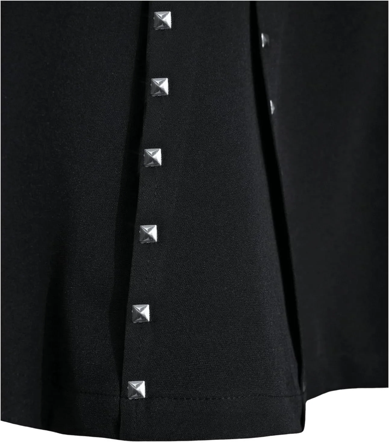 SweatyRocks Women's Y2K Pleated A-Line Mini Skirt Goth Rivet Embellished Zipper Flared Skirts