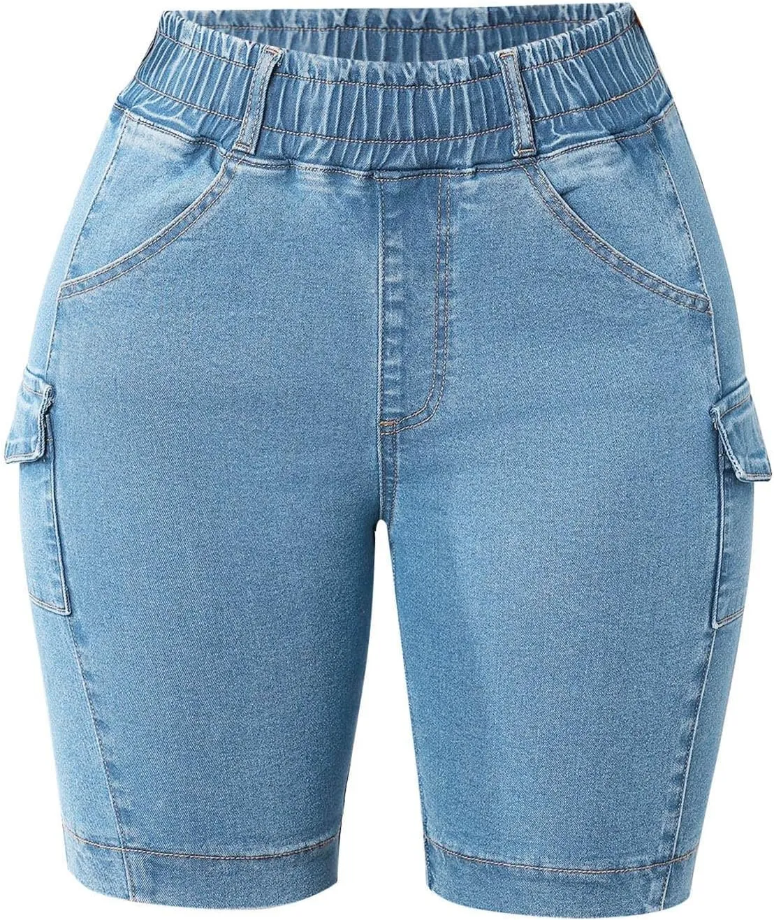 Womens Denim Shorts High Waisted Straigh Leg Summer Casual Jeans Shorts Lightweight Slim Fit Trendy Baggy Bermuda Shorts