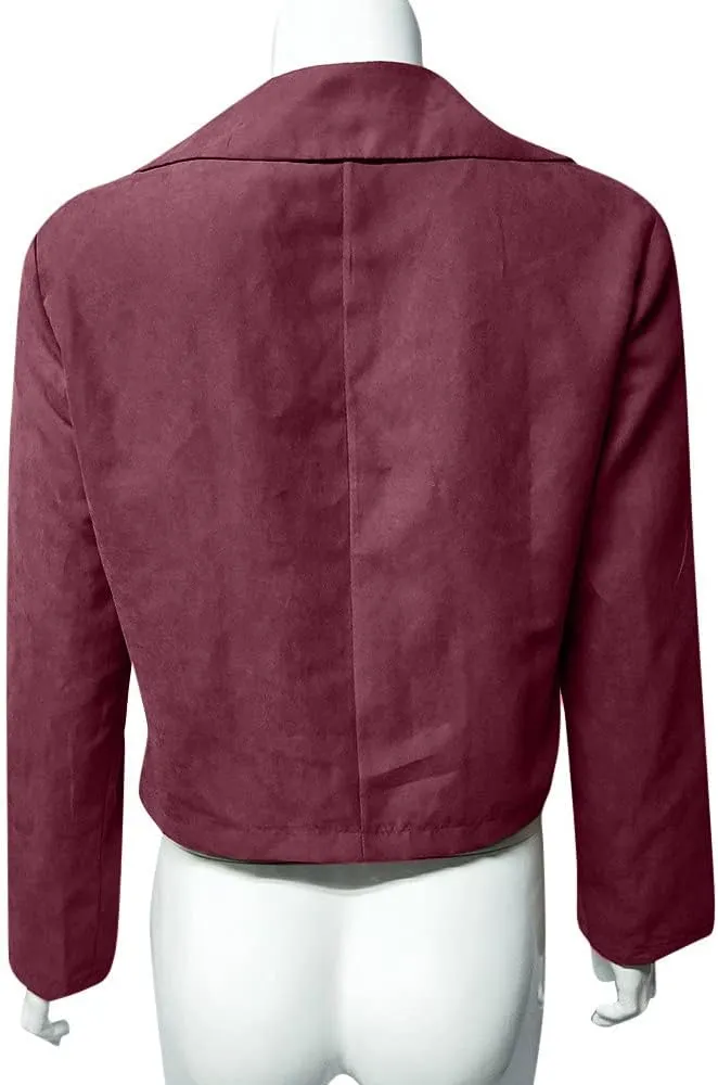 Zip Up Jacket for Women Long Sleeve Notched Lapel Plus Size Motorcycle Coats Fall Winter Y2K Cool Jacket S-5XL